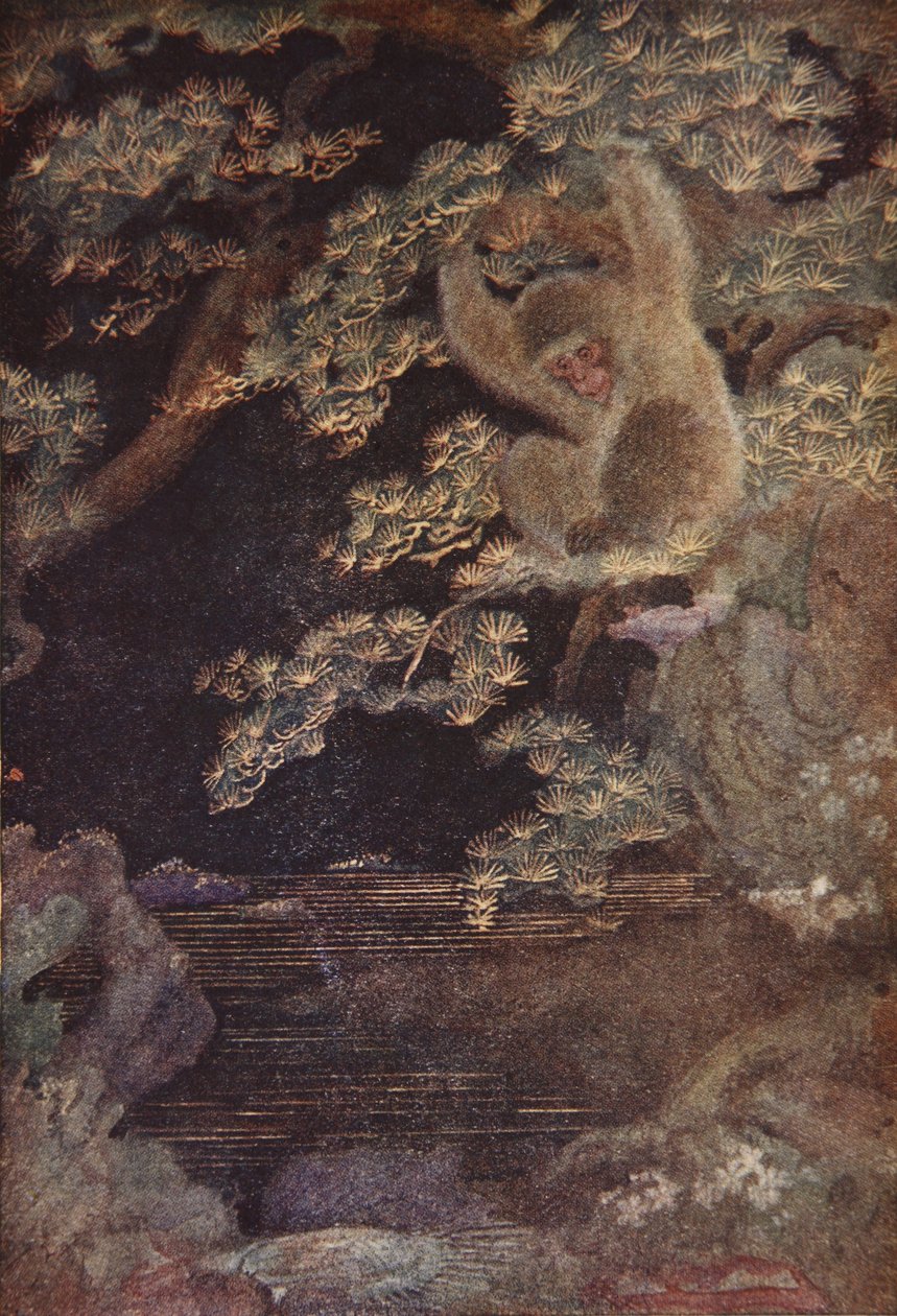The Jellyfish and the Monkey, illustration från "The Myths and Legends of Japan" av F. Hadland Davis av Evelyn Paul