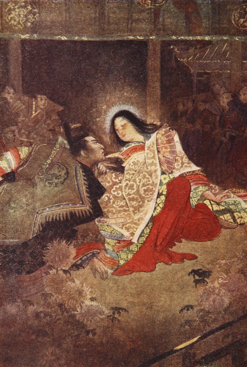 The Mikado and the Jewel Maiden, illustration från "The Myths and Legends of Japan" av F Hadland Davis av Evelyn Paul