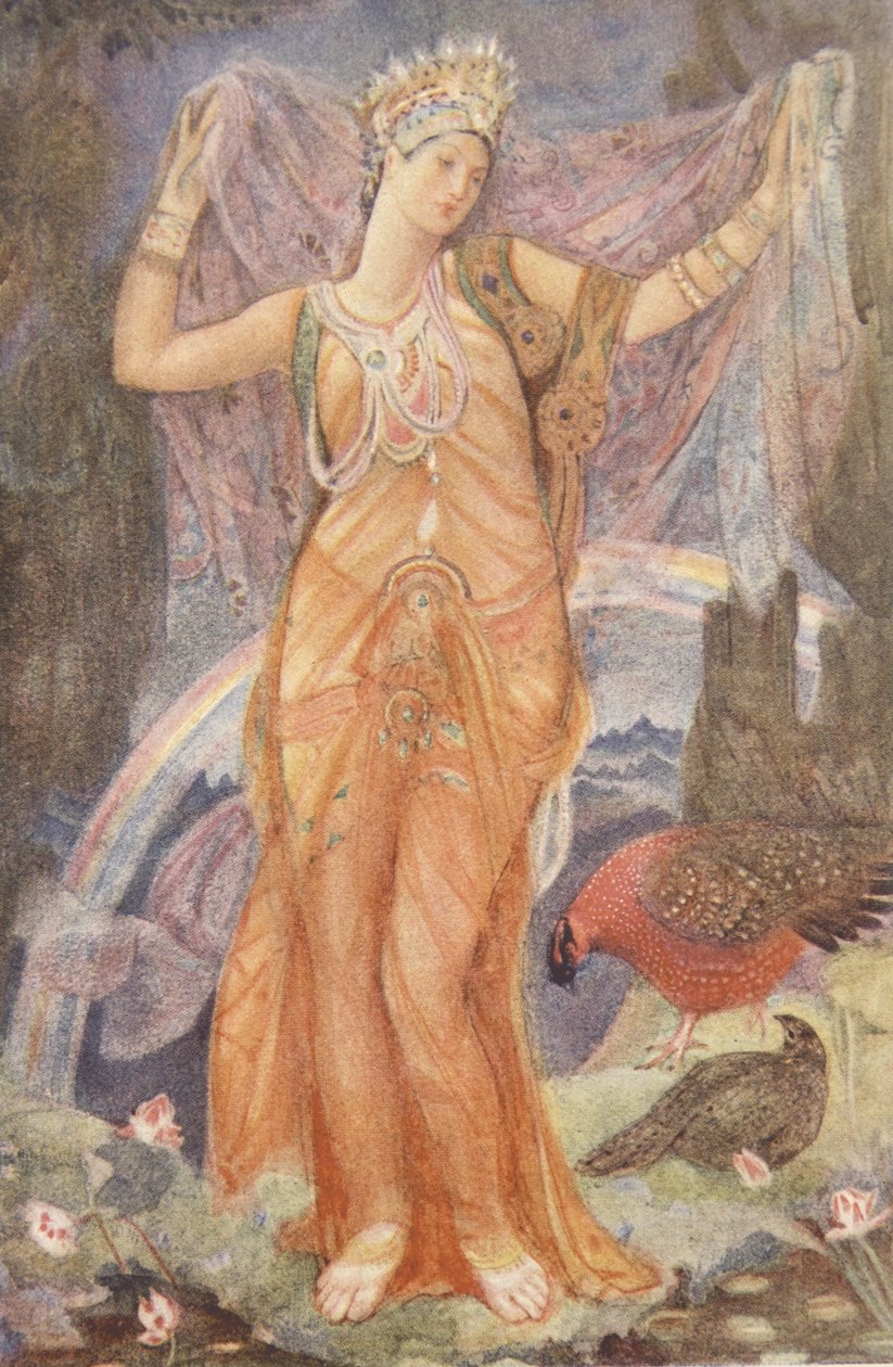 Modergudinnan Ishtar, illustration från "Myths and Legends of Babylonia and Assyria" av Lewis Spence av Evelyn Paul