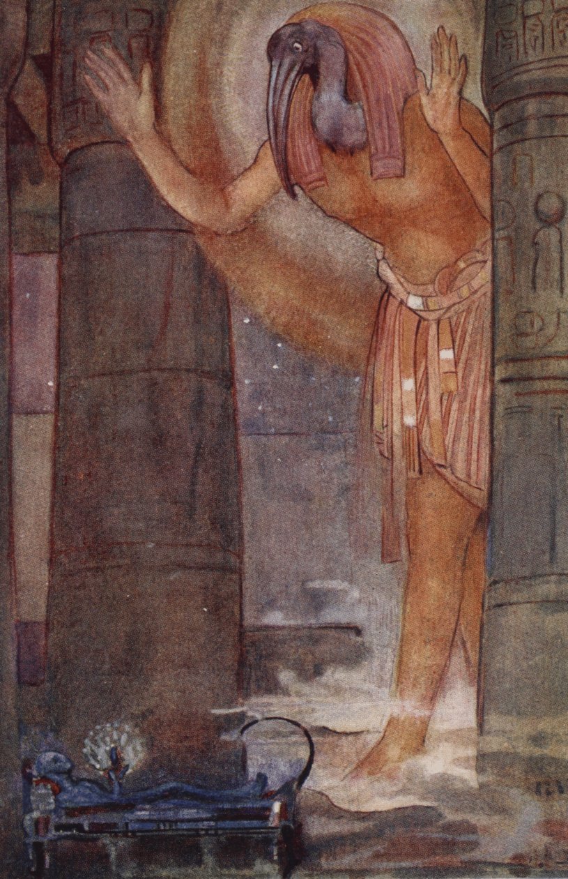 Thoth and the Chief Magician, illustration från "The Book of Myths" av Amy Cruse av Evelyn Paul