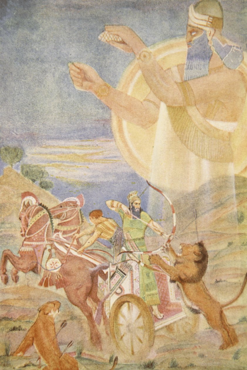 Tiglath-Pileser I regisserad av Ninib, illustration från 