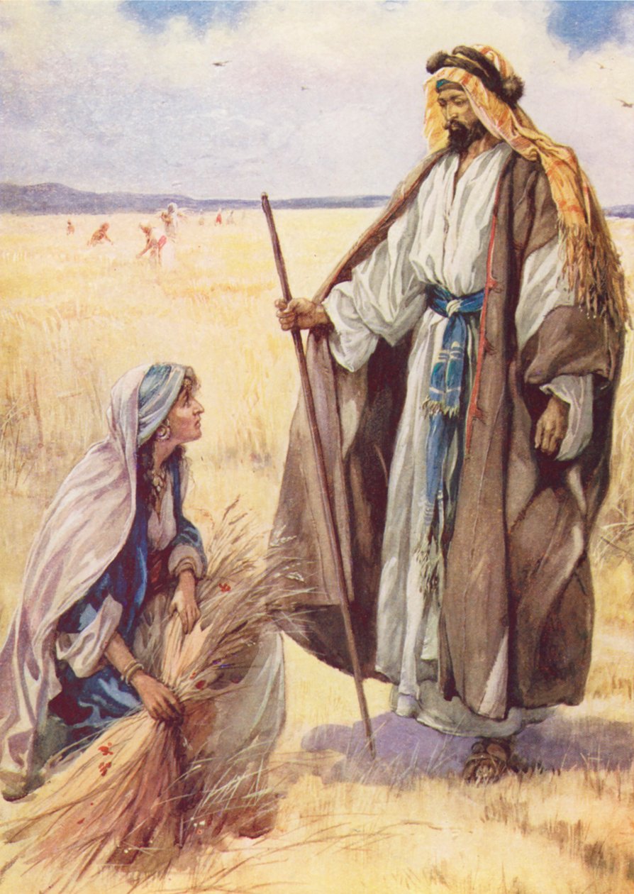 Boaz Den vänlige bonden (färglitografi) av Evelyn Stuart Hardy