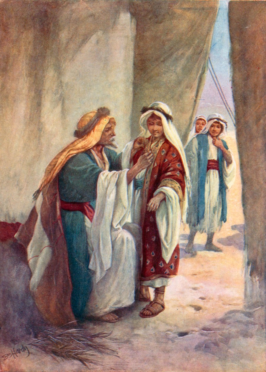 Josef i sin fars tält (färglitografi) av Evelyn Stuart Hardy