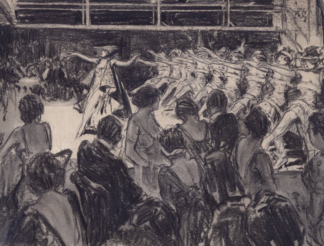 Cabaret Scene (kol på preparerad kartong) av Everett Shinn