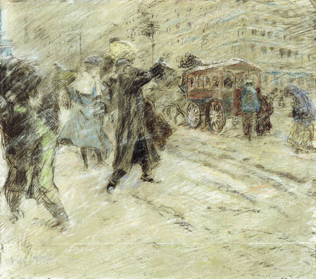 Snöstorm, Madison Square, New York av Everett Shinn