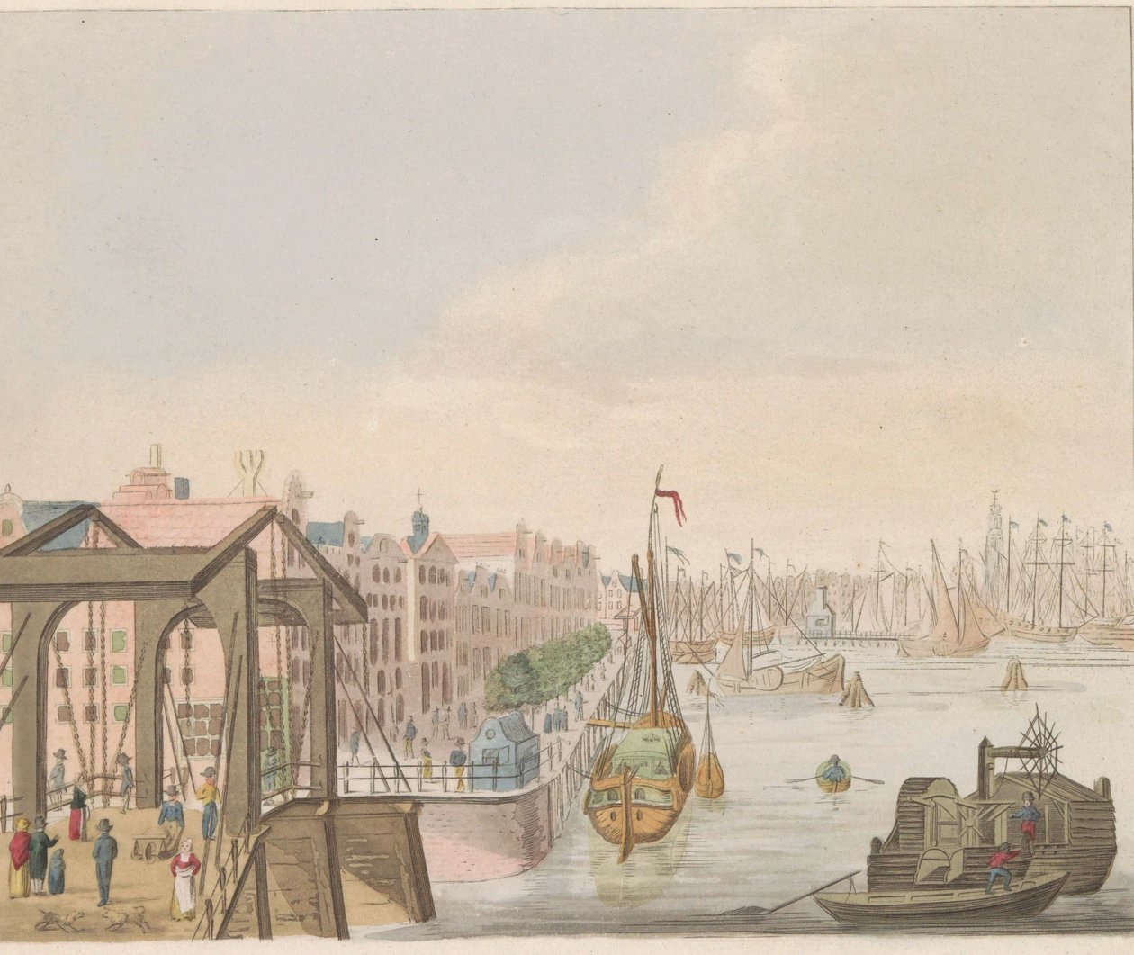 Exteriör i Amsterdam, ca 1810-1813 Vue du Buitenkant le long de l