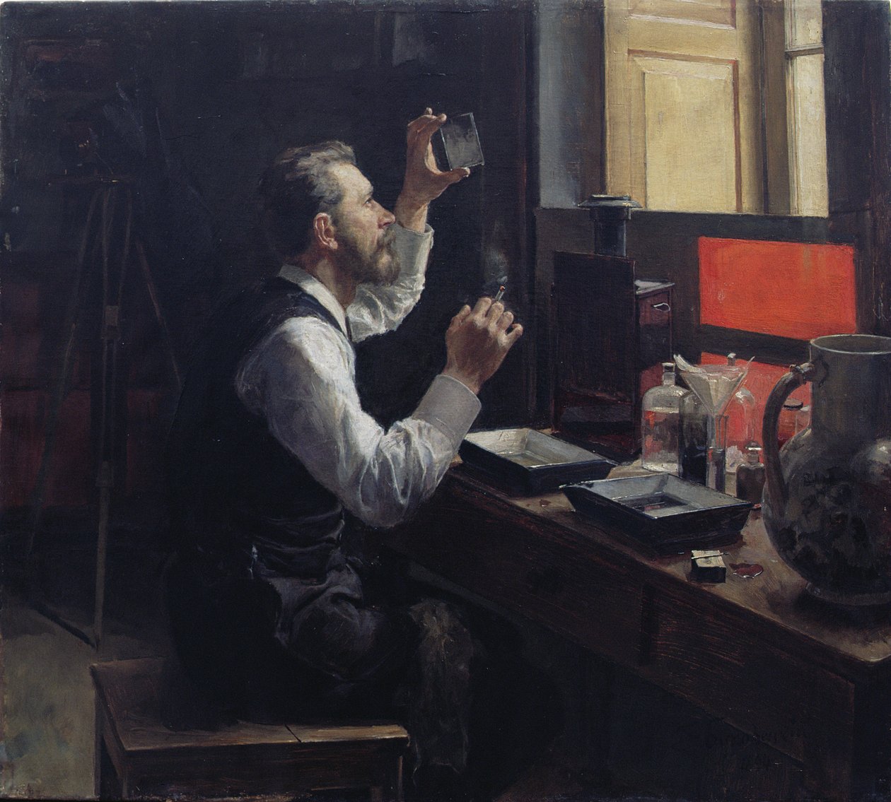 Amatörfotograf (olja på duk) av Evgeniy Iosipovich Bukovetsky