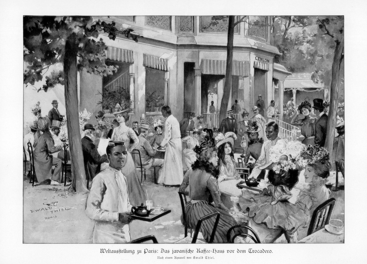 Javanesiskt kaffehus, Trocadero, Paris världsutställning, 1889, 1900. av Ewald Thiel