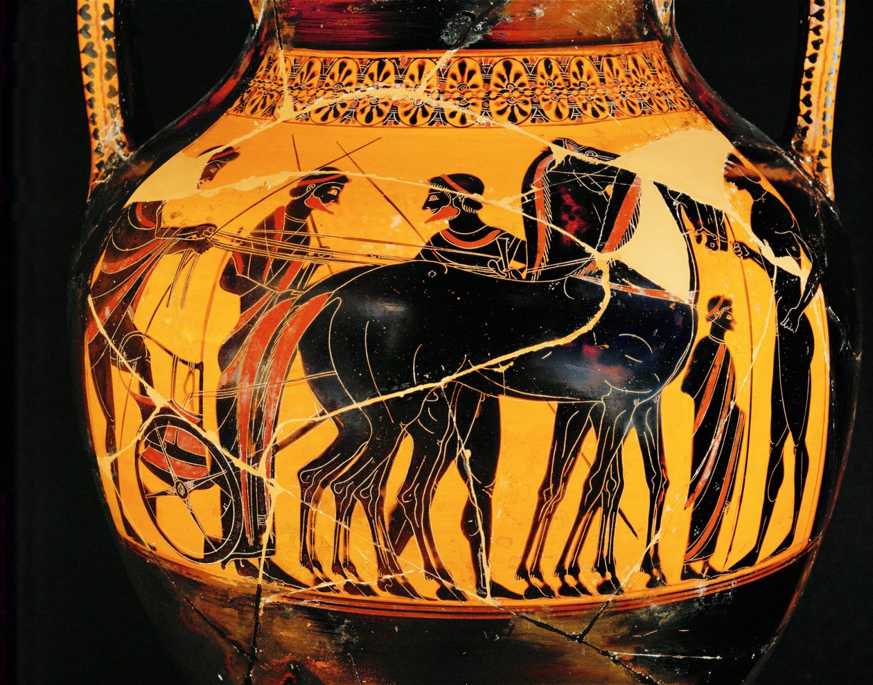 Krigarens avfärd i sin vagn ... av Exekias Exekias