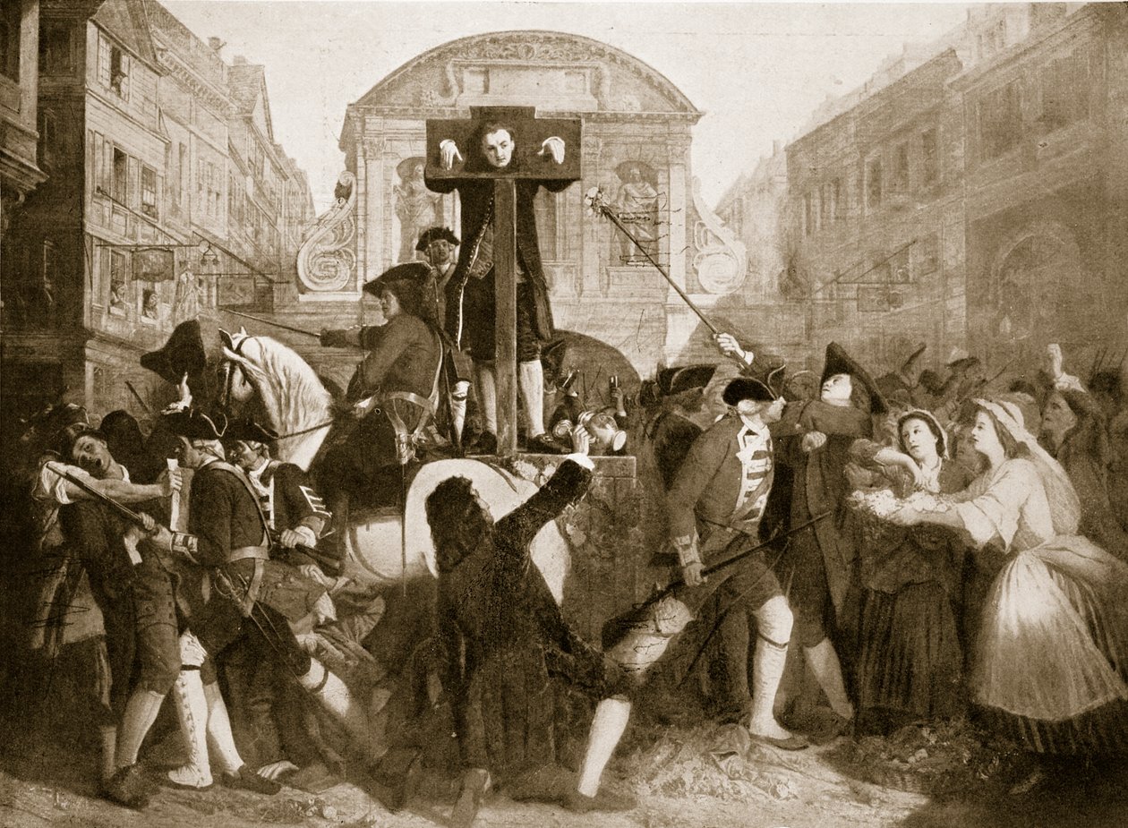 Daniel Defoe in the pillory, 31 juli 1703, illustration från 