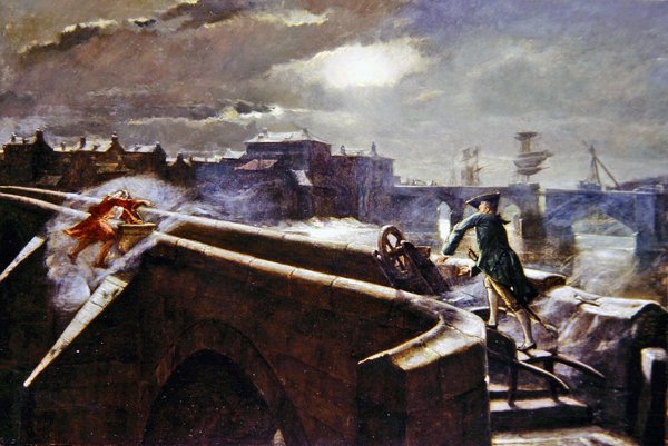 The Brigs of Ayr (olja på duk) av Eyre Crowe