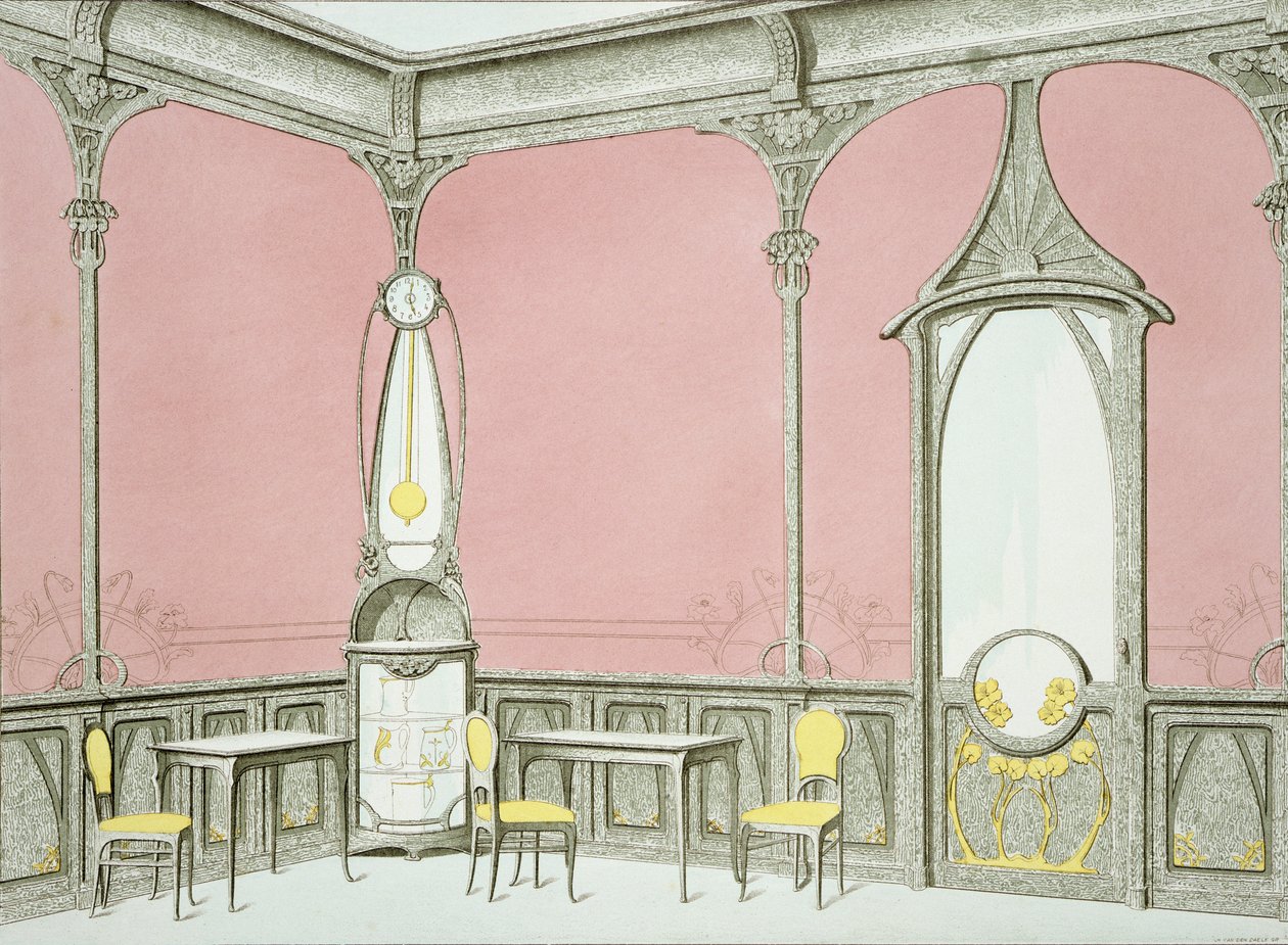 Inredning för ett brasserie, illustration från 