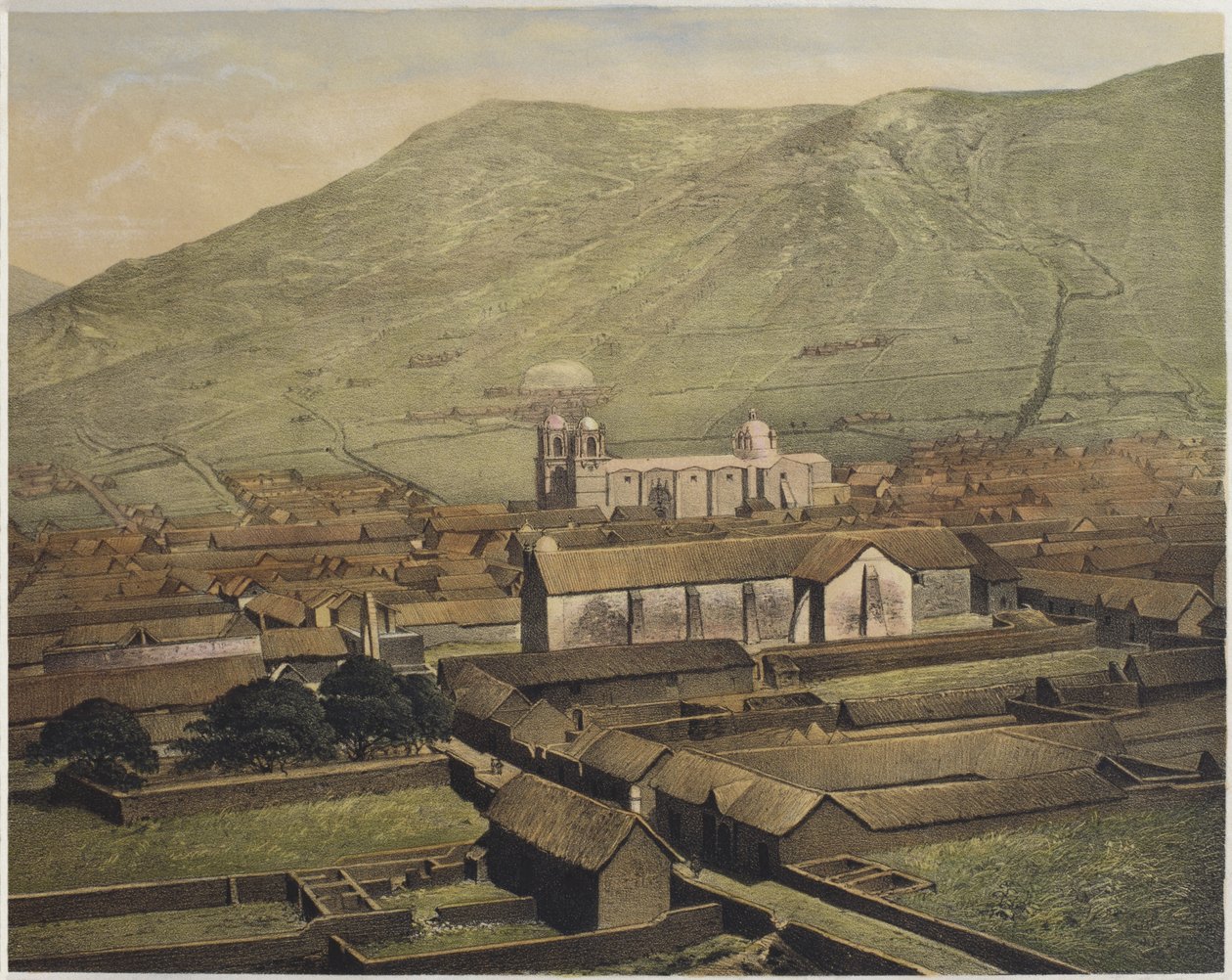 Allmän vy av Puno, illustration från "Geografia del Peru" av Mariano, Felipe Paz Soldan (1821-86), platta XXXVIII, 1863 av F. Delamare
