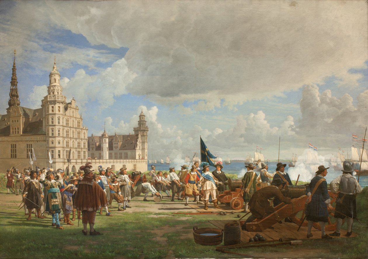Den holländska flottan under amiral Opdam passerar Öresund den 29 oktober 1658 under svenska kriget 1657-60 av F.C. Lund