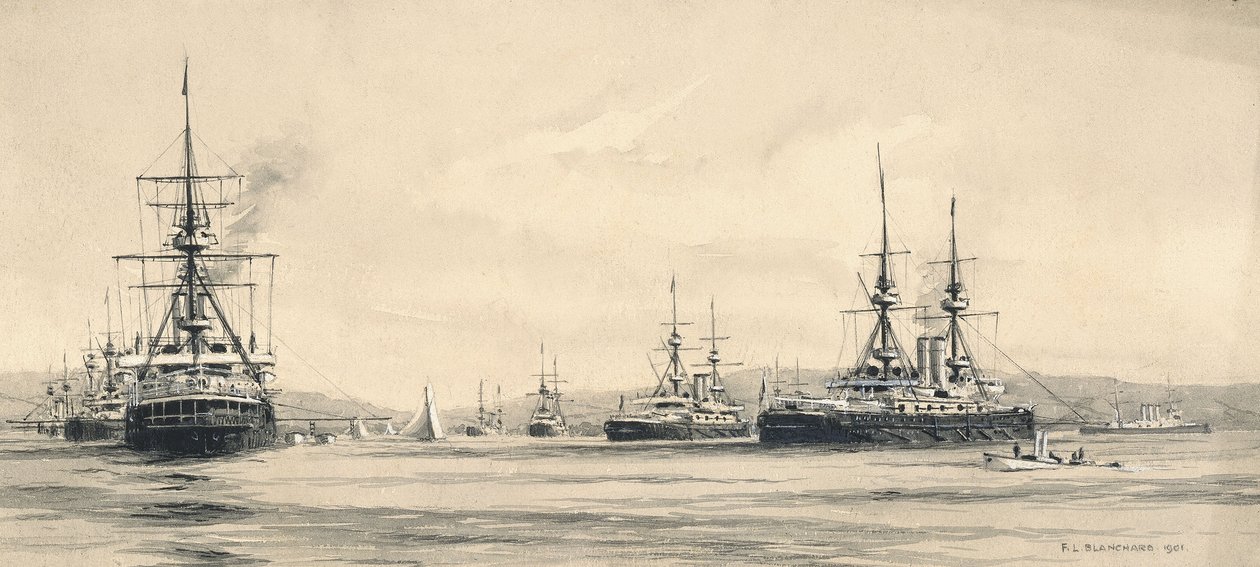 Kanalskvadronen vid Lamlash: seglingsregattan 1901 av F.L. Blanchard