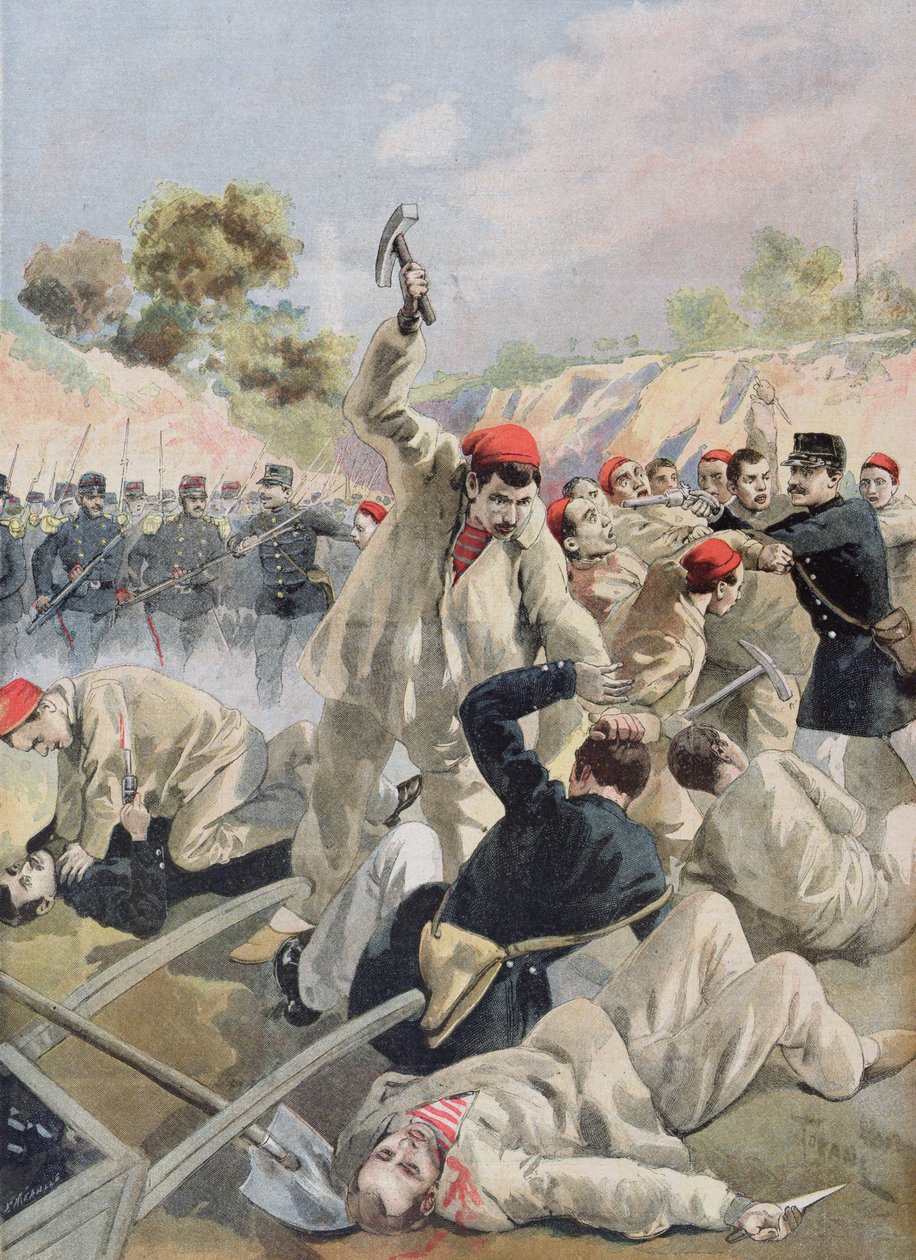 En revolt av franska anarkister i Guyana, illustration från 