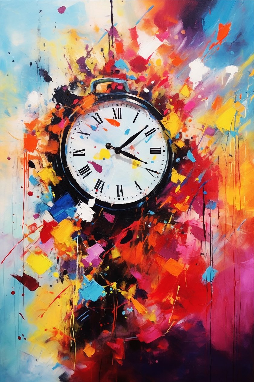 Klassisk väggklocka, tidlös målning på duk, Fine Art Prints On Demand av F. Abderrahim