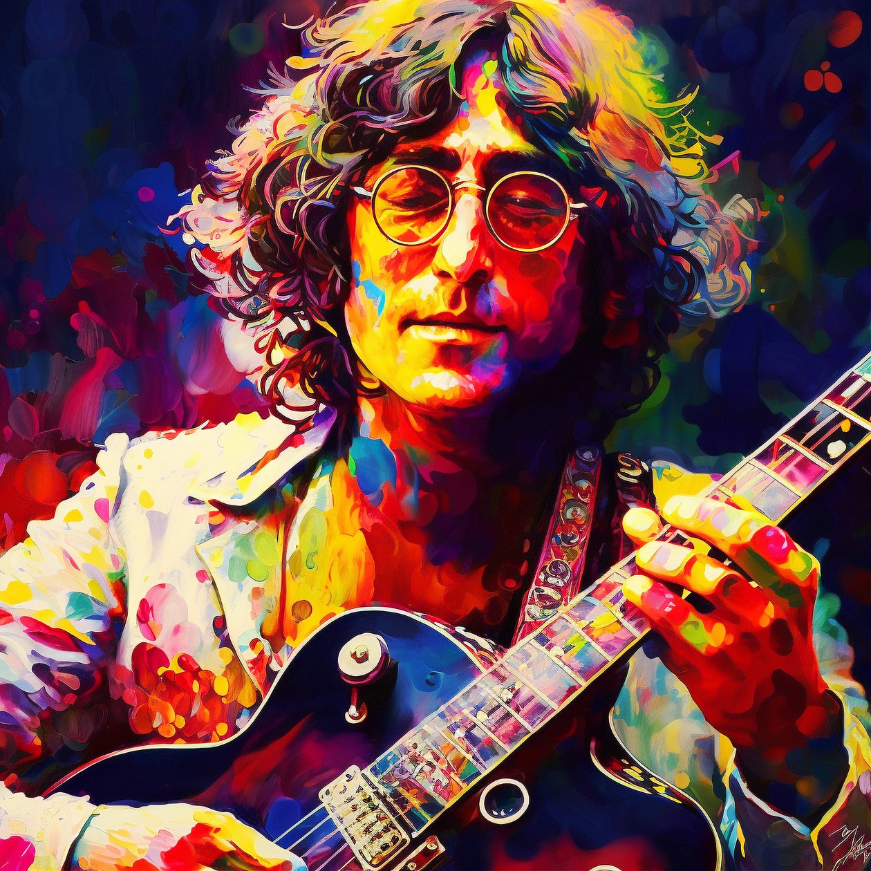 John Lennon porträttmålning, hall  vardagsrumsdekoration av F. Abderrahim
