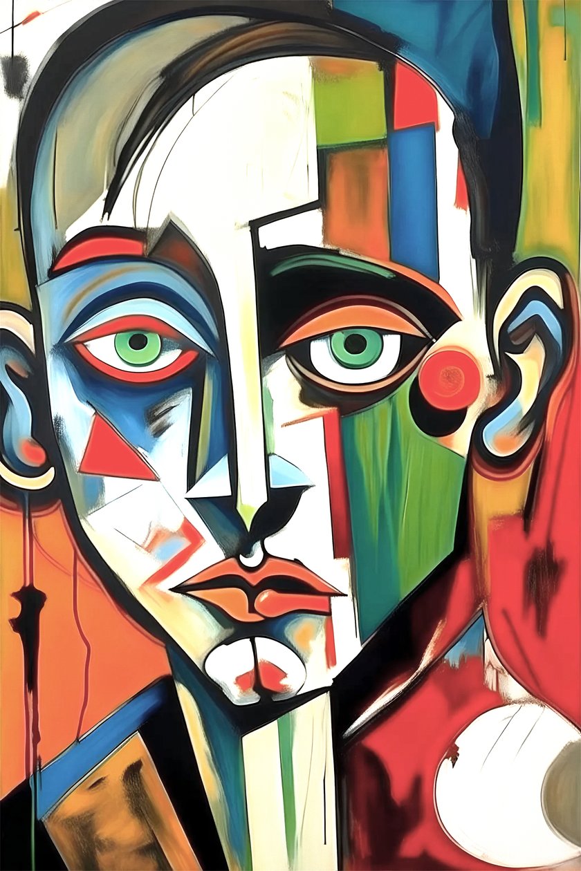 Sad Portrait målning på canvas, väggdekoration | Canvas tryck av F. Abderrahim