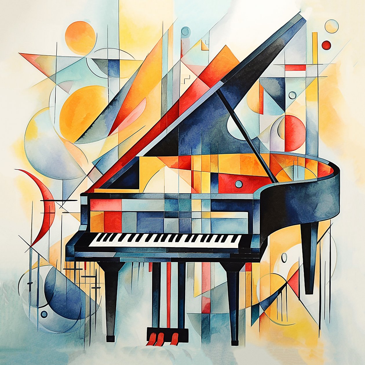 Kandinsky abstrakt stil, abstrakta pianotangenter, väggdekoration för hall  vardagsrum av F. Abderrahim