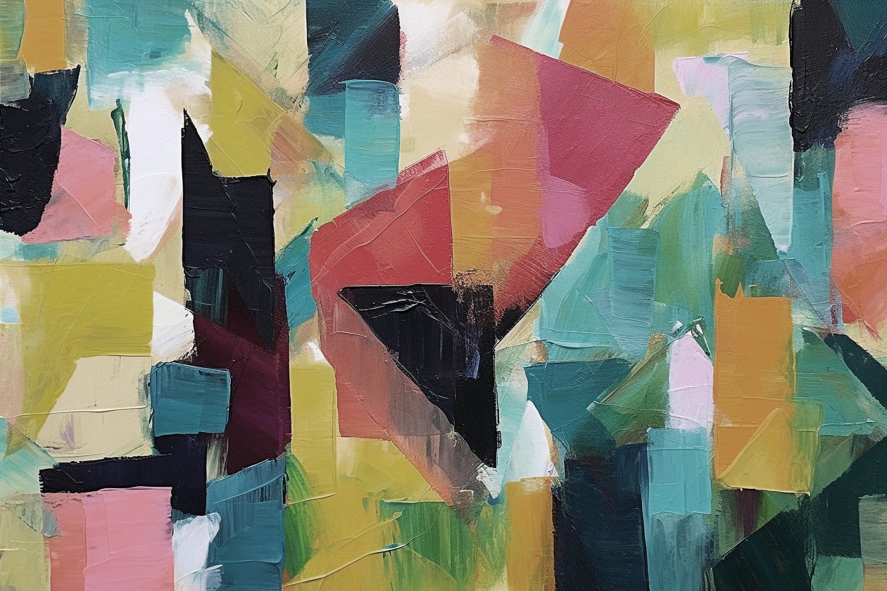 Minimalistisk geometrisk abstrakt oljemålning, online canvas konsttryck av F. Abderrahim