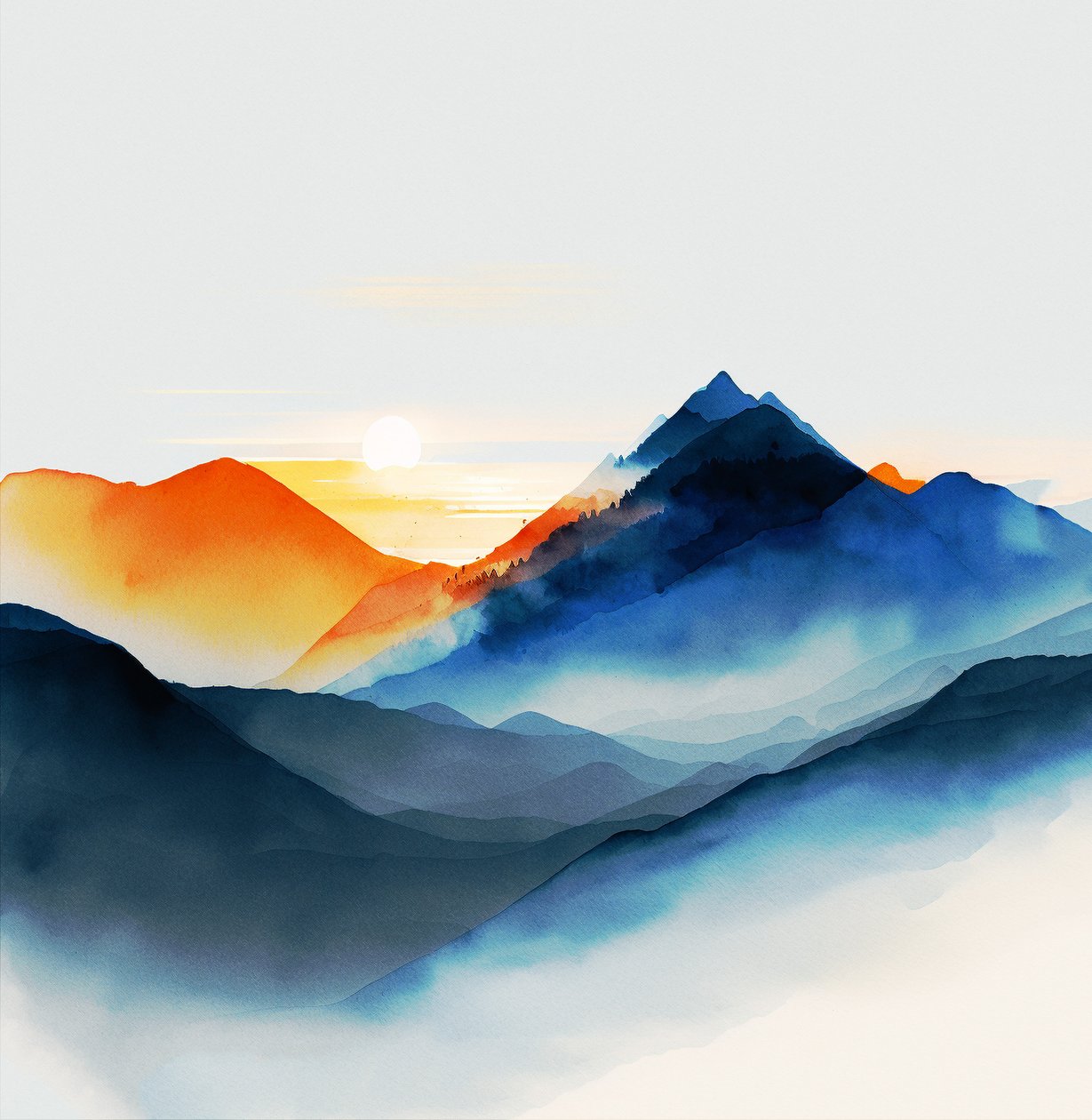 Shades of Serene blue mountains, canvas och konsttryck av F. Abderrahim