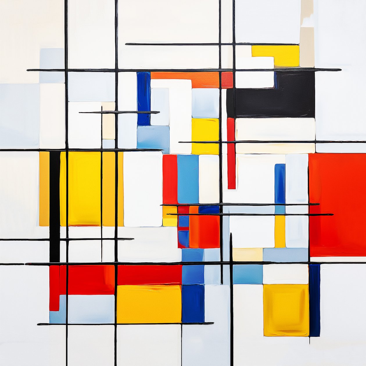 abstrakt Piet Mondrian målningsstil, vardagsrum väggdekoration idé av F. Abderrahim