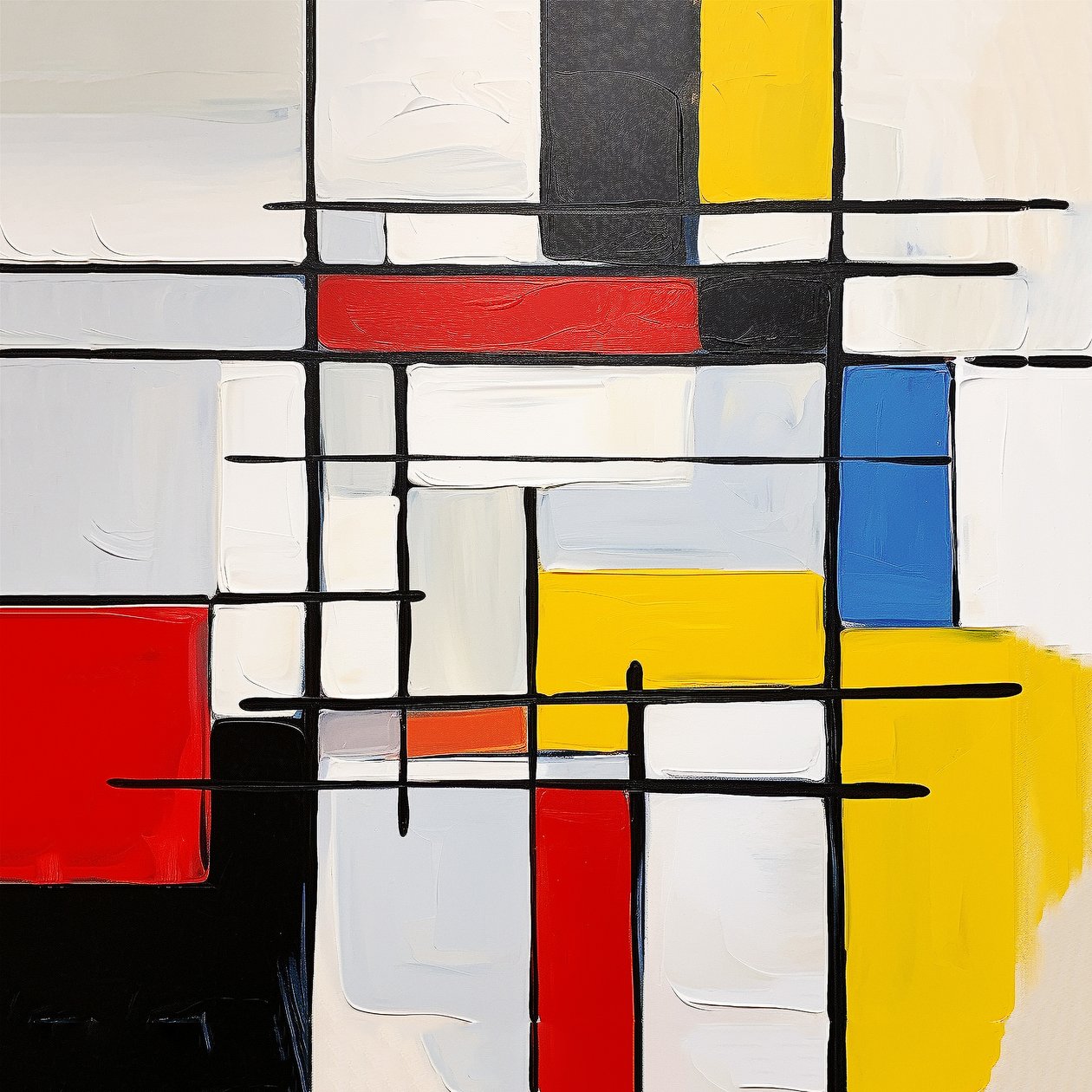 abstrakt Piet Mondrian målningsstil, vardagsrum väggdekoration idé av F. Abderrahim