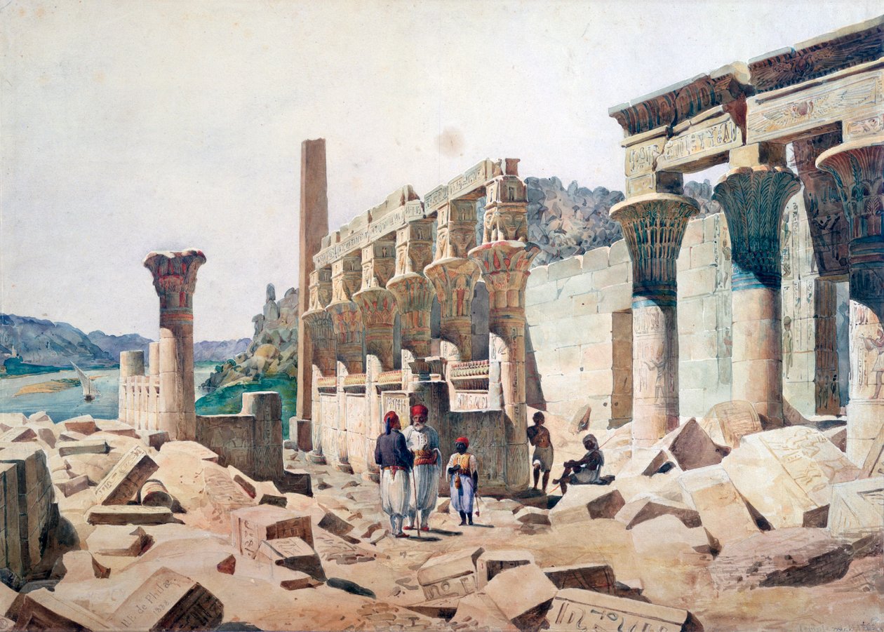 Venus Athors tempel, Philae, 1800-talet av F. H. Naudin