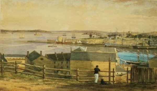 Circular Quay, Sydney, ca 1870 (akvarell) av F. Halsted