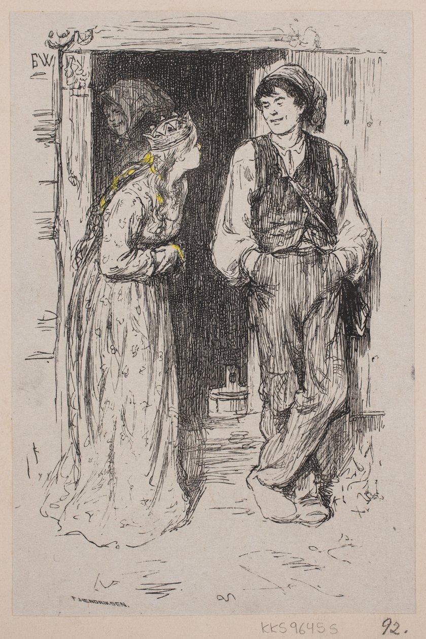 Illustration för "Askungen som fick prinsessan att ljuga" av F. Hendriksen