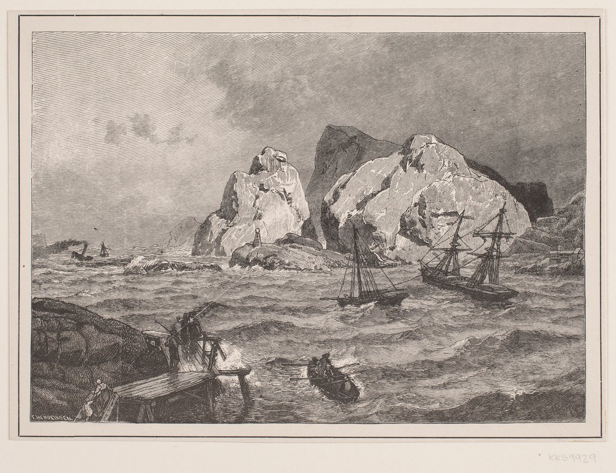Nödhamn på norska kusten av F. Hendriksen