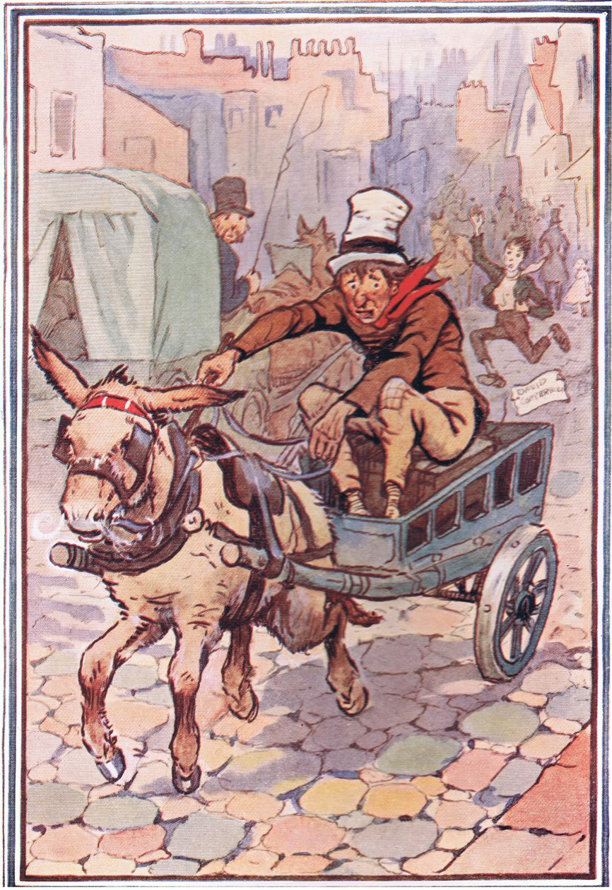 David sprang efter honom så fort han kunde, illustration från David Copperfield, 1914 av F. M. B. Blaikie