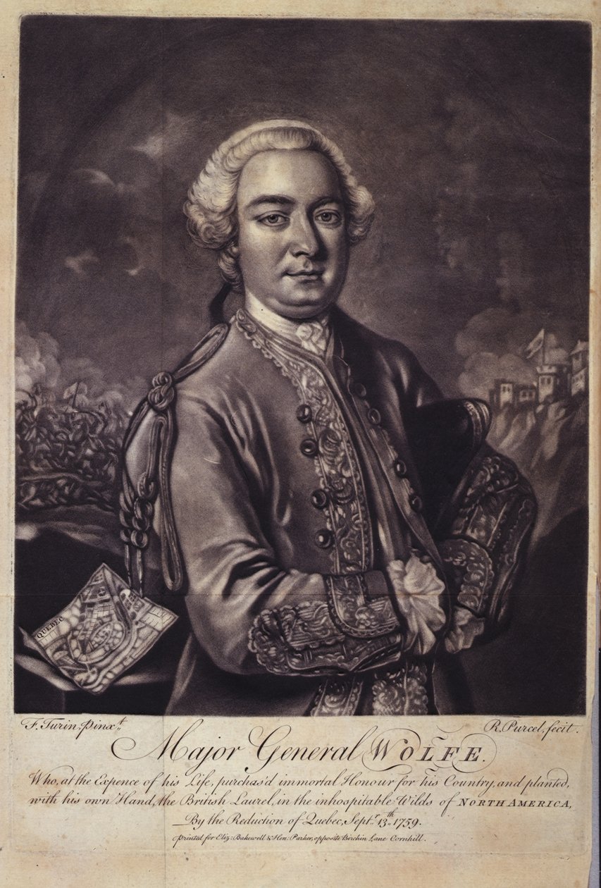 Generalmajor Wolfe (1727-59) från "The Life of General James Wolfe...", av Sir John Pringle av F. Turin