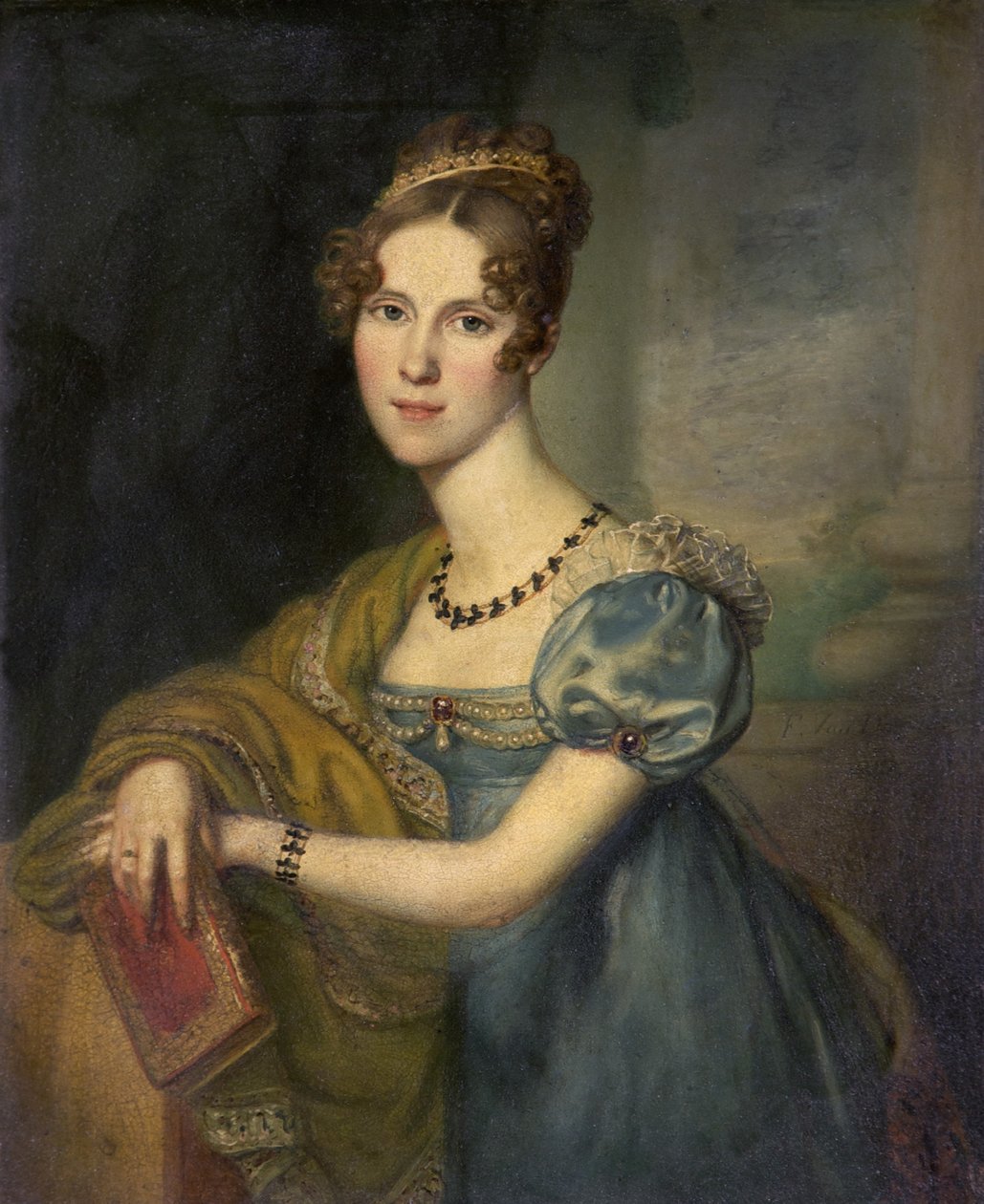 Henrietta Fane, grevinna de Salis (olja på koppar) av F. Van Donne