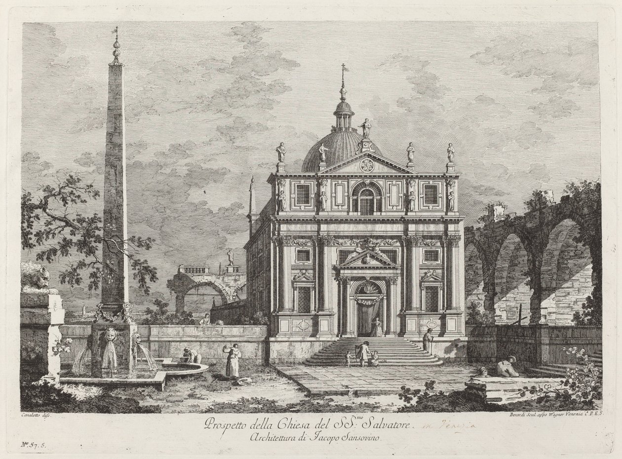 Prospekt för SS-kyrkan. Räddare av Fabio Berardi after Canaletto
