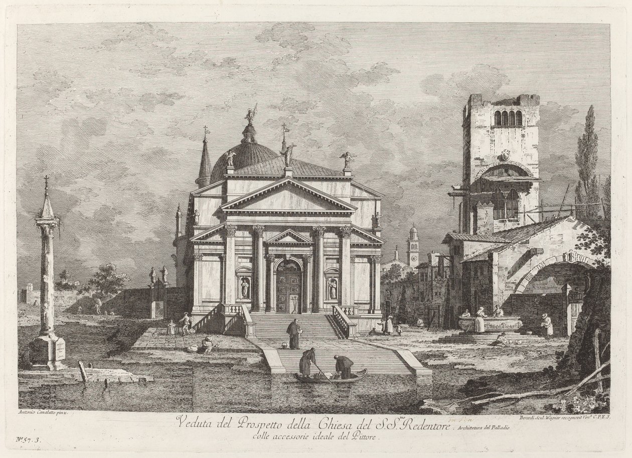 Vy över prospektet för kyrkan SS. Återlösare av Fabio Berardi after Canaletto