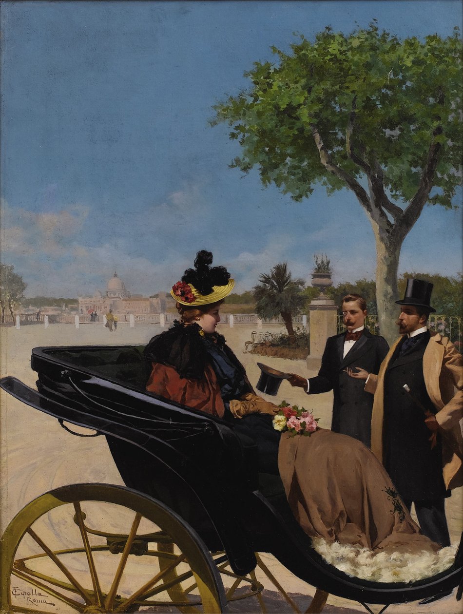 Ankomst till Villa Borghese, 1878. av Fabio Cipolla