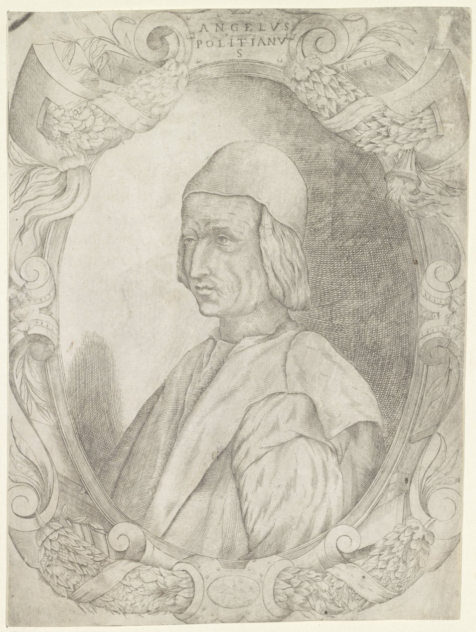 Porträtt av Agnolo Poliziano av Fabio Licinio