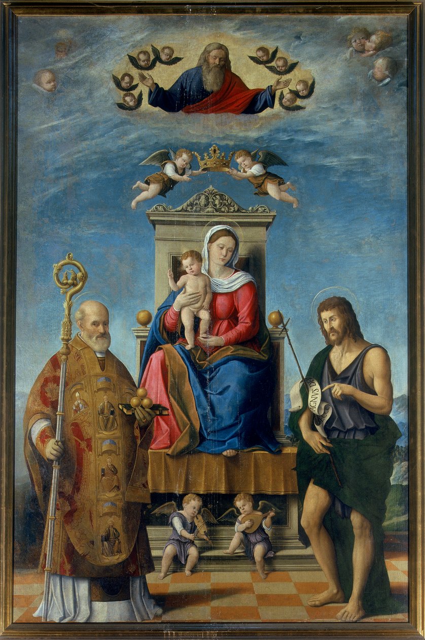 Madonna og barn med de hellige Nicholas og Johannes Døberen av Fabrizio Santafede