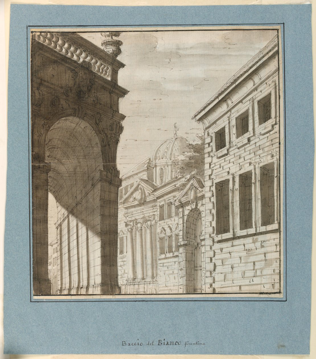 Scenografi: Stad med en loggia av Fabrizio Galliari