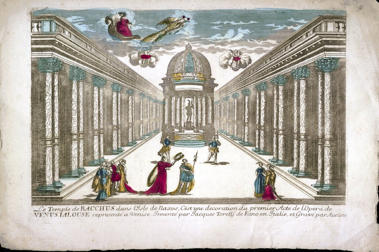 Bacchus tempel Illustration till akt I av operan "La venere gelosa"" (Venus avundsjuk) av Francesco Sacrati. Dekor av Jacopo Torelli av Family Aveline
