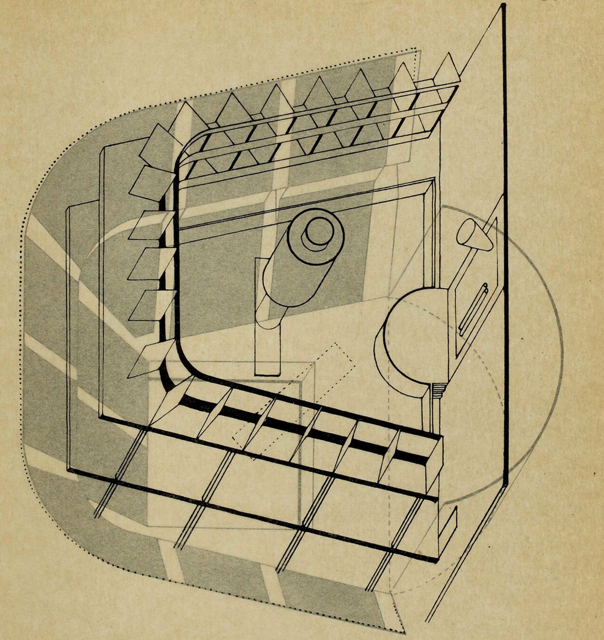 U-teatern. Från Scenen på Bauhaus Scenen på Bauhaus, 1925. av Farkas Molnar