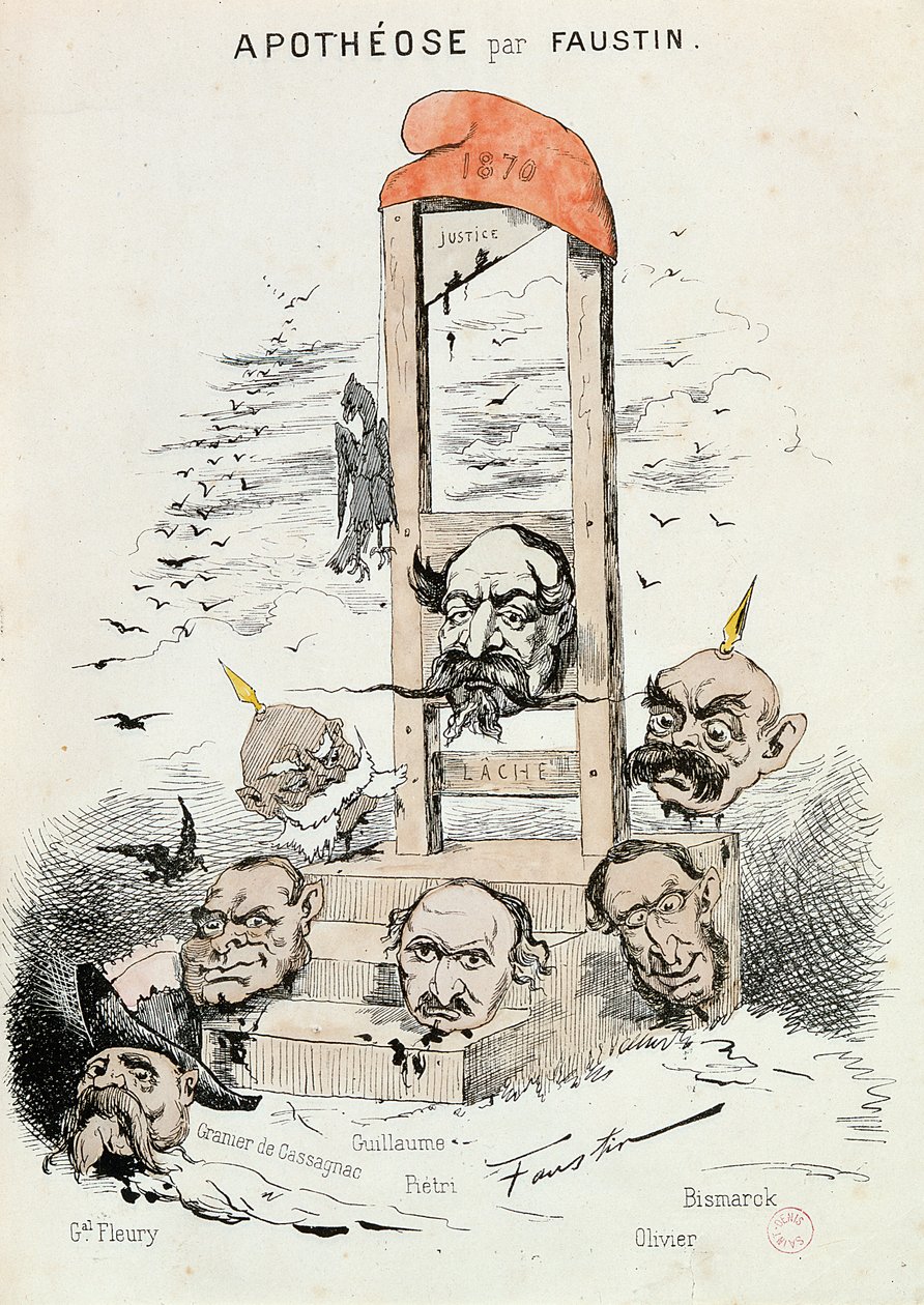 Karikatyrer av Napoleon III (1808-73), Otto von Bismarck (1815-98) och Kaiser Wilhelm I (1797-1888). av Faustin