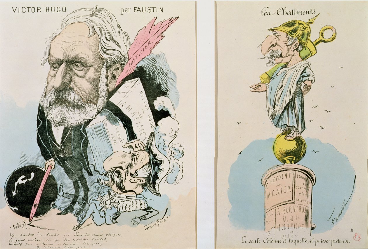 Karikatyrer av Victor Hugo (1802-85) och Napoleon III (1809-73) 1870 av Faustin