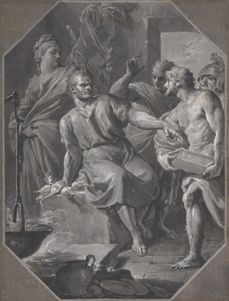 Manius Curius Dentatus vägrar de samnitiska ambassadörernas presenter, 1732-92. av Fedele Fischetti
