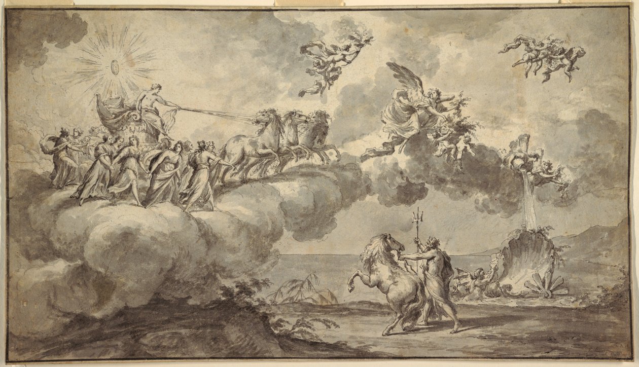 Tapestry Design: Apollo in his Chariot Led by Aurora av Fedele Fischetti