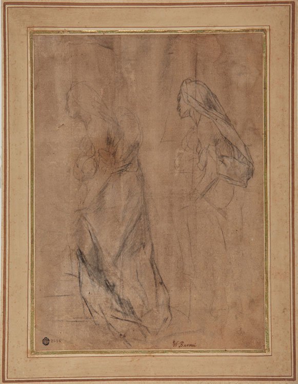 Saint Elizabeth with the infant John the Baptist study for the Madona della Gatta av Federico Barocci