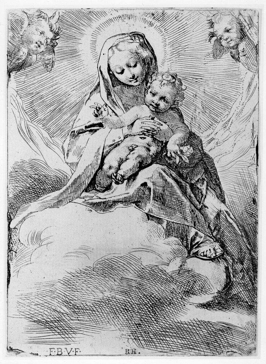 Jungfrun och barnet i molnen av Federico Barocci