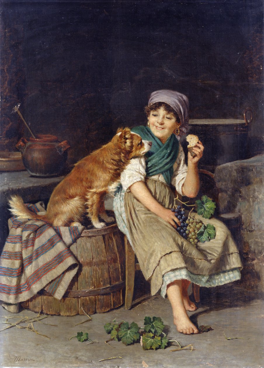 Flicka med hund av Federico Mazzotta